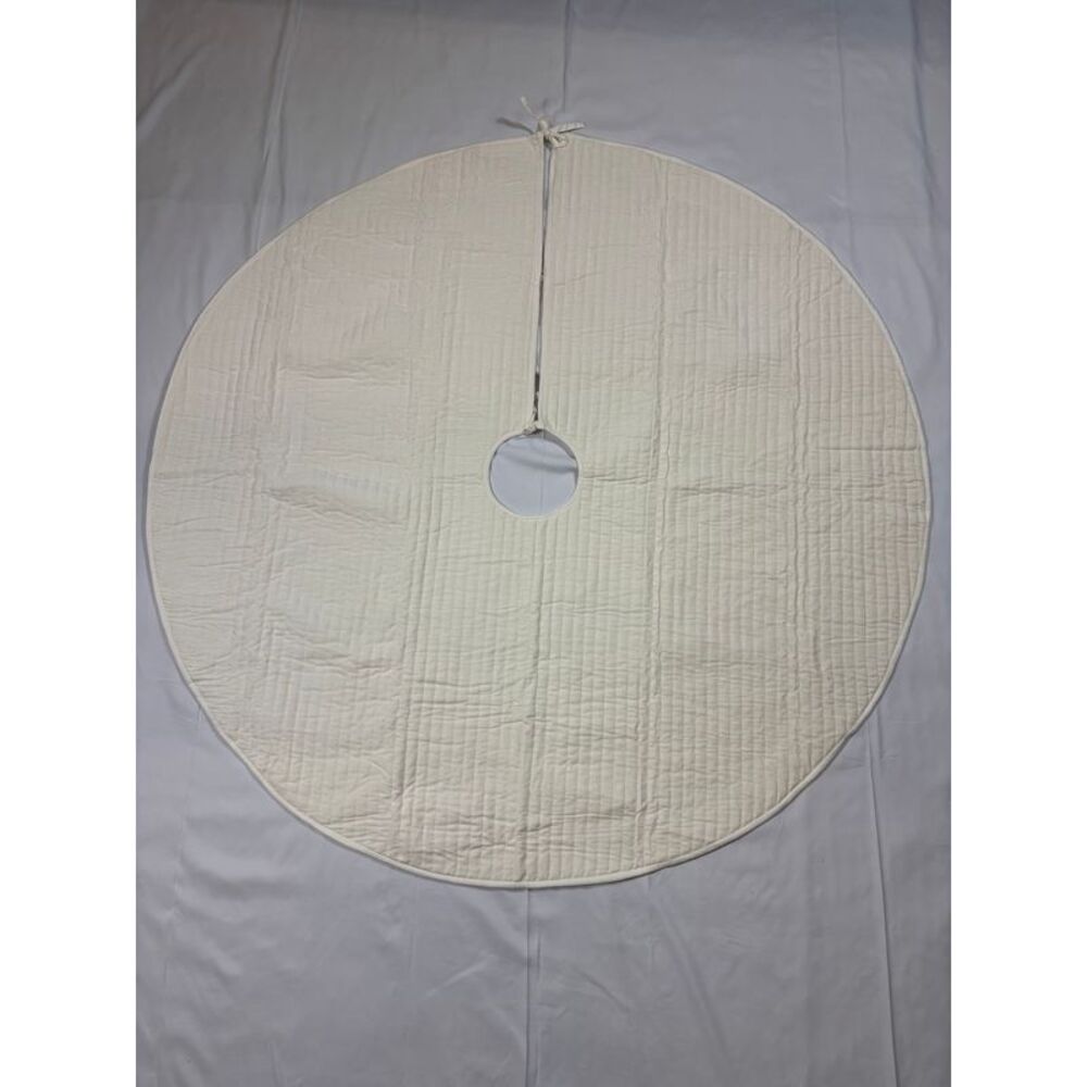Quince Home Cotton Velvet Tree Skirt Ivory One Size-1